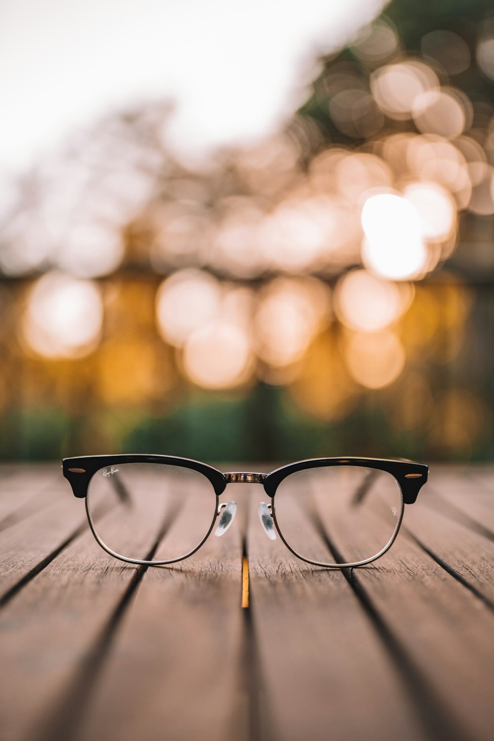 prescription eyeglasses resting on a table in Arlington, VA